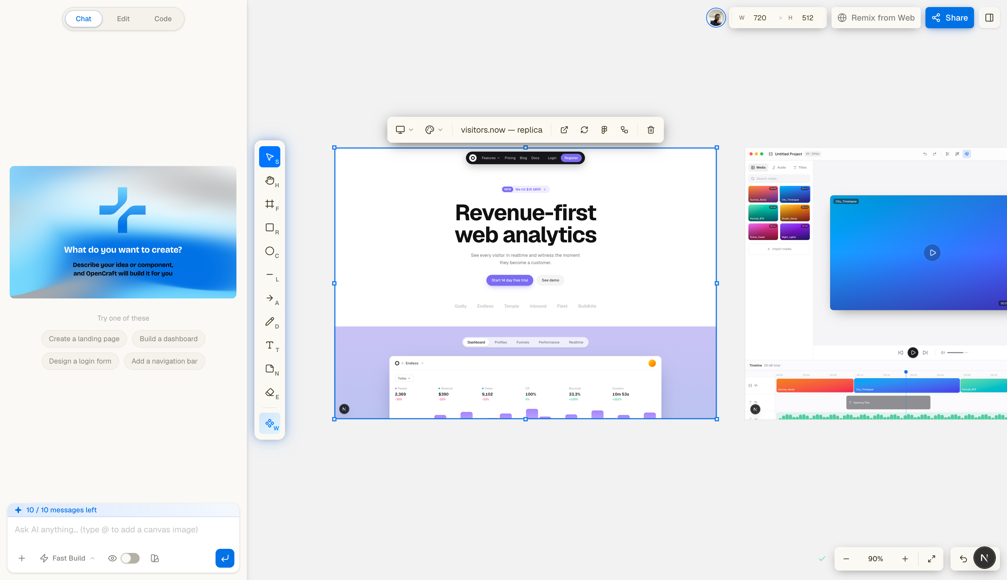 OpenCraft Canvas - AI-powered design interface