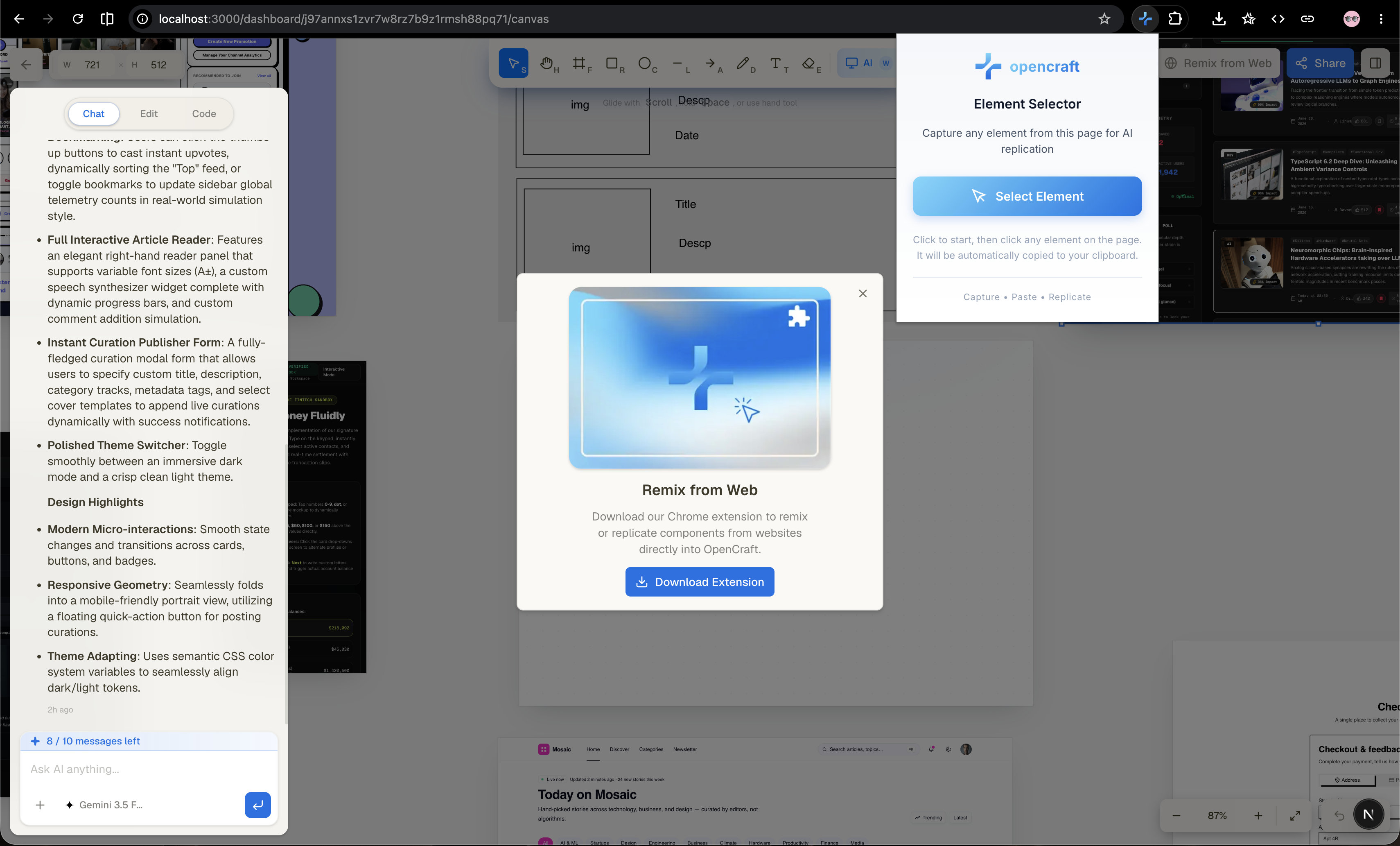 Chrome extension for component remix